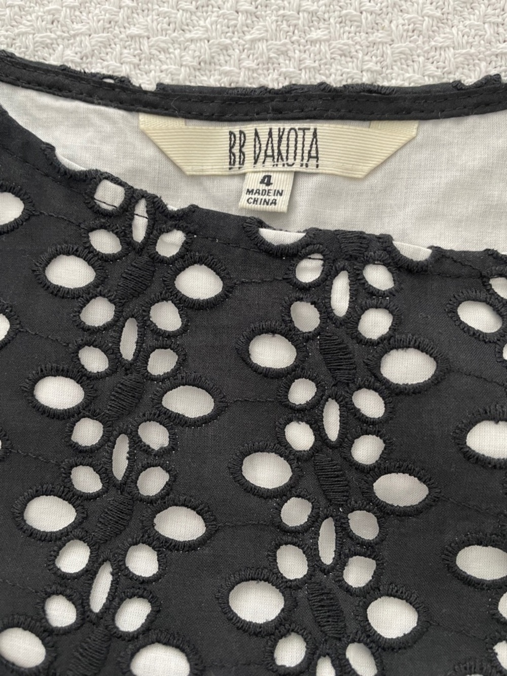 BB Dakota Black Eyelet Fit-and-Flare Midi Dress - Picture 3 of 6